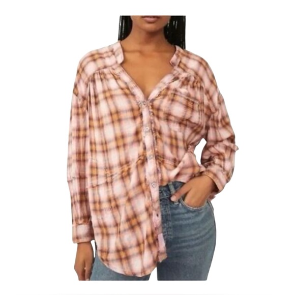 We The Free Tops - Free People We The Free One Of The Boys Oversized Tunic Top In Pink Plaid